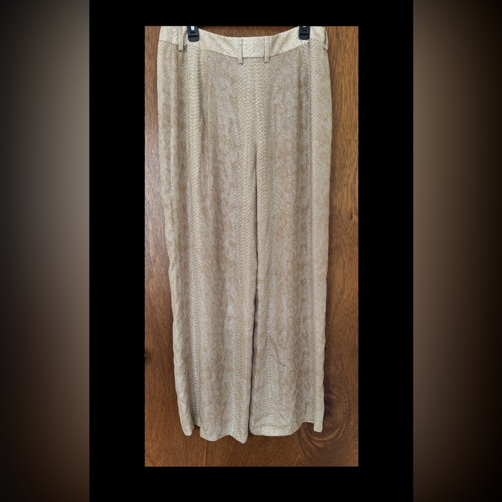 VTG Silk Beige Wide-Leg snake print Pants